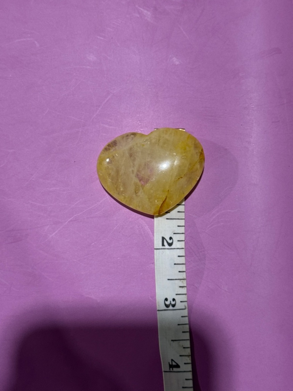 Yellow Heart-Shaped Crystal Palm Stone - Picture 5 of 6